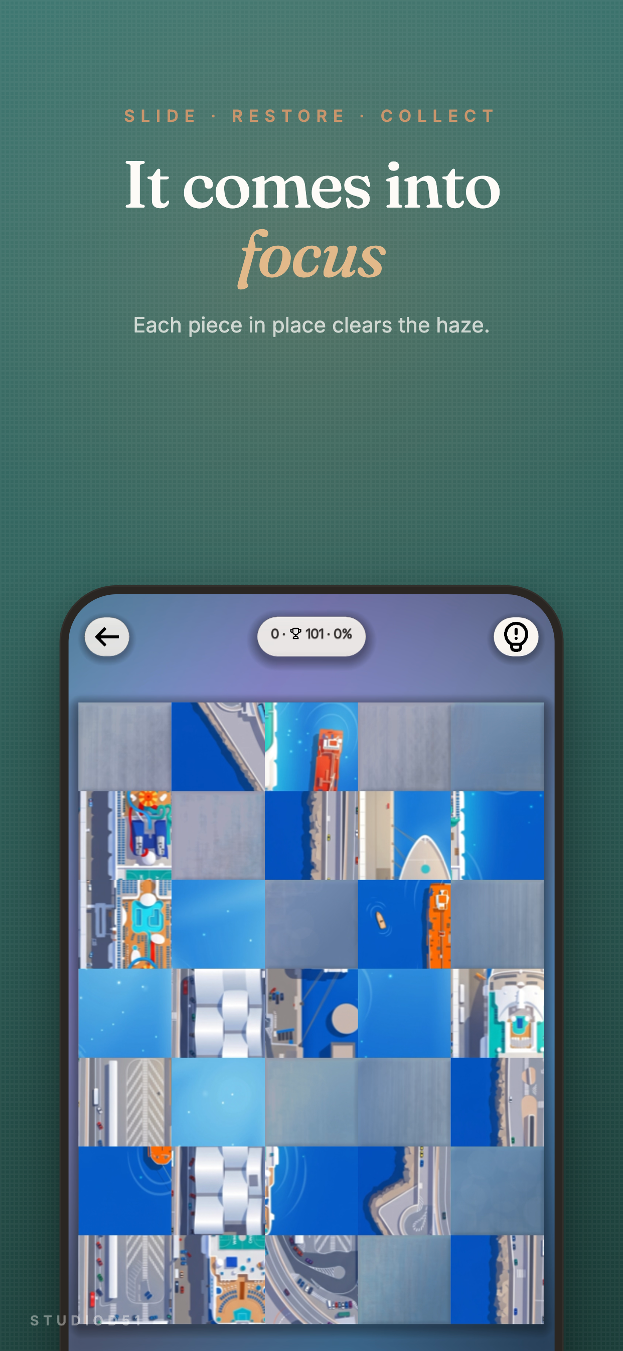 Blur modifier — frosted cells clearing on lock